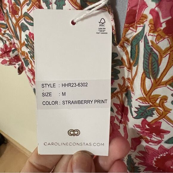 Caroline Constas NY Pink floral Strawberry mini shift swing dress NEW Medium - Picture 8 of 10